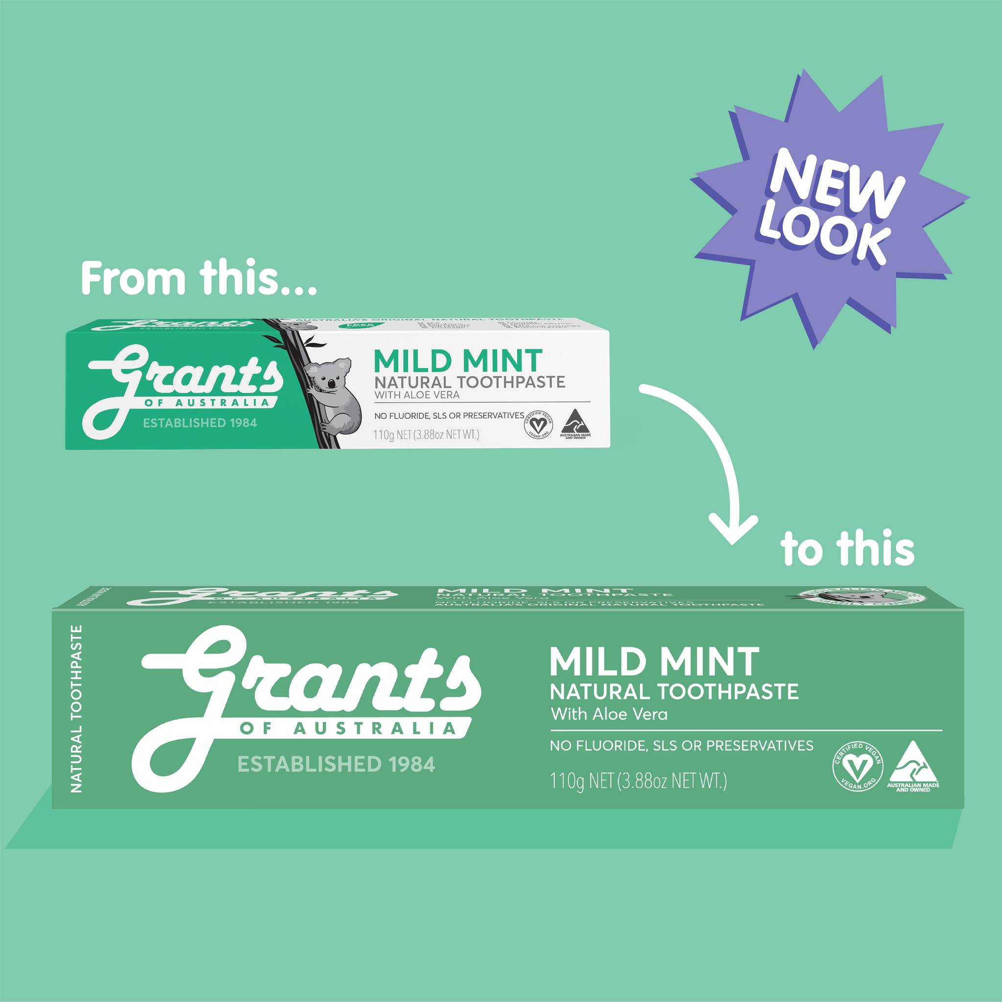 Grants Of Australia Toothpaste Mild Mint With Certified Organic Aloe