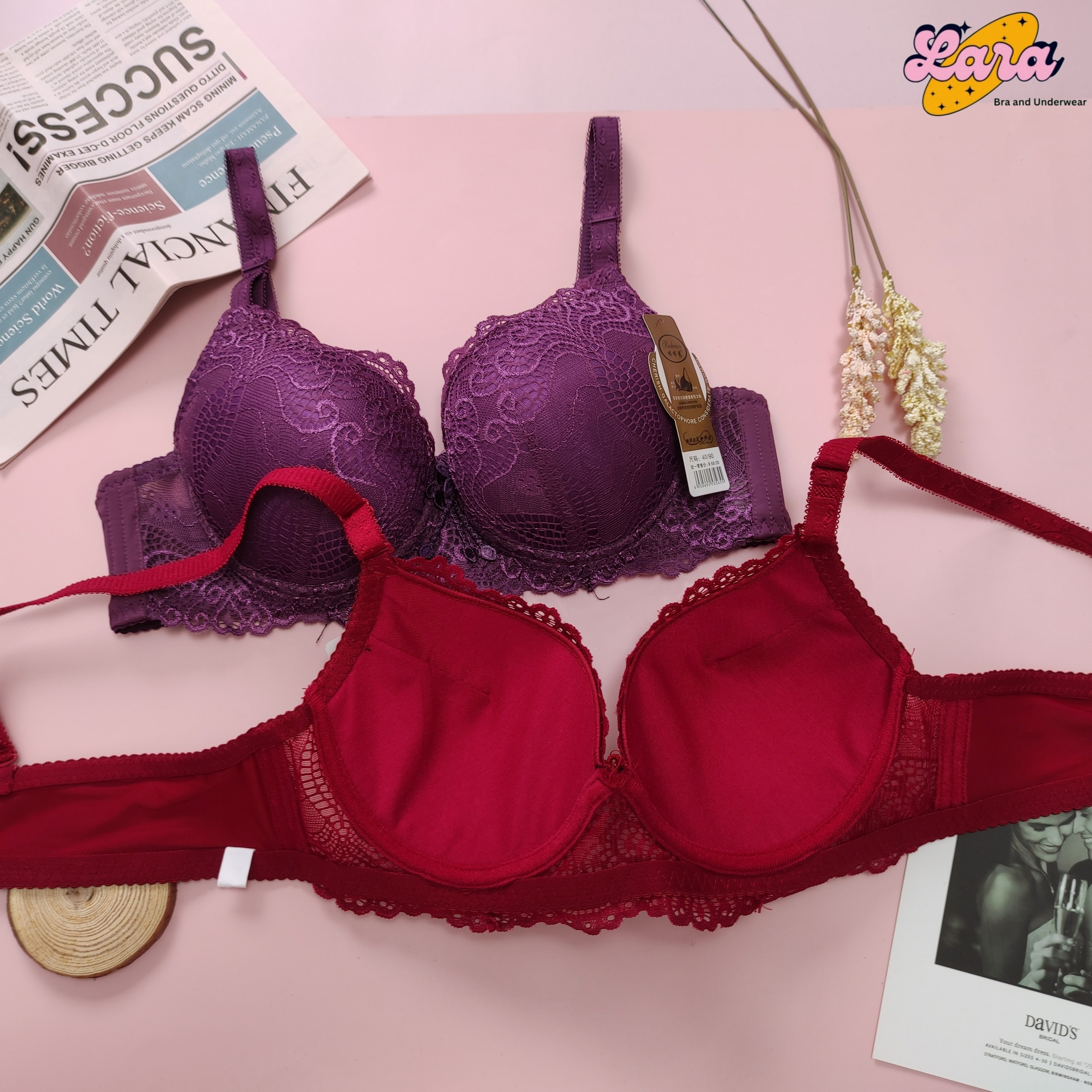 Lara Lingerie Bra Women Wired Lace Plus Size Baju Dalam Wanita