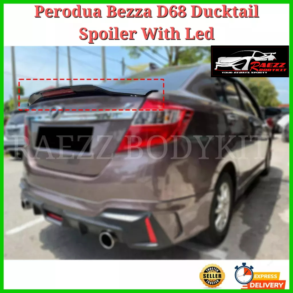 Ready StockPerodua Bezza D68 Ducktail Spoiler With Led WITHOUT