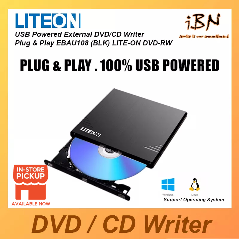 Liteon Ultra Slim Usb Powered External Dvd Cd Writer Plug Play