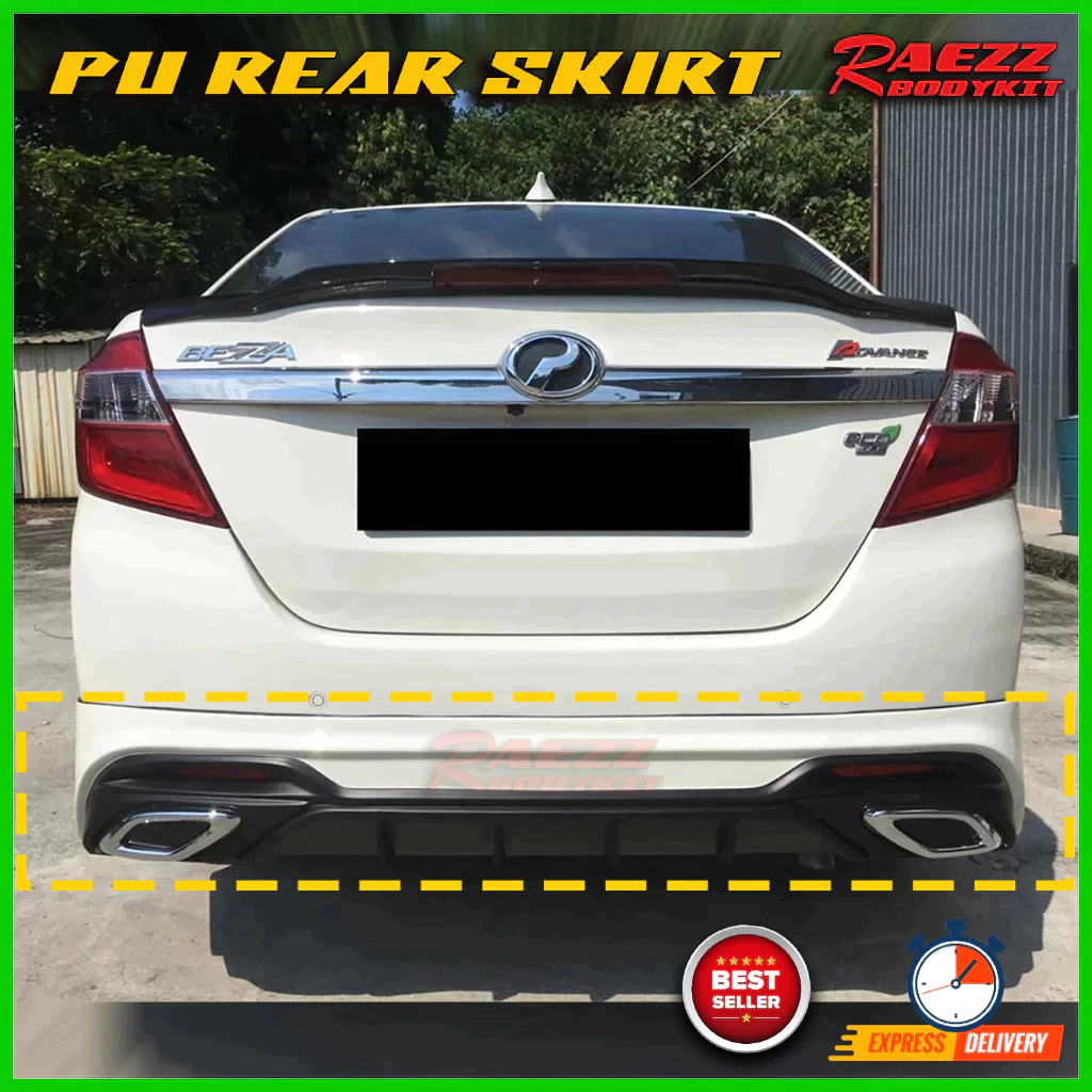 Ready Stock Perodua Bezza 2016 2019 D68 V2 PU Rear Skirting Without