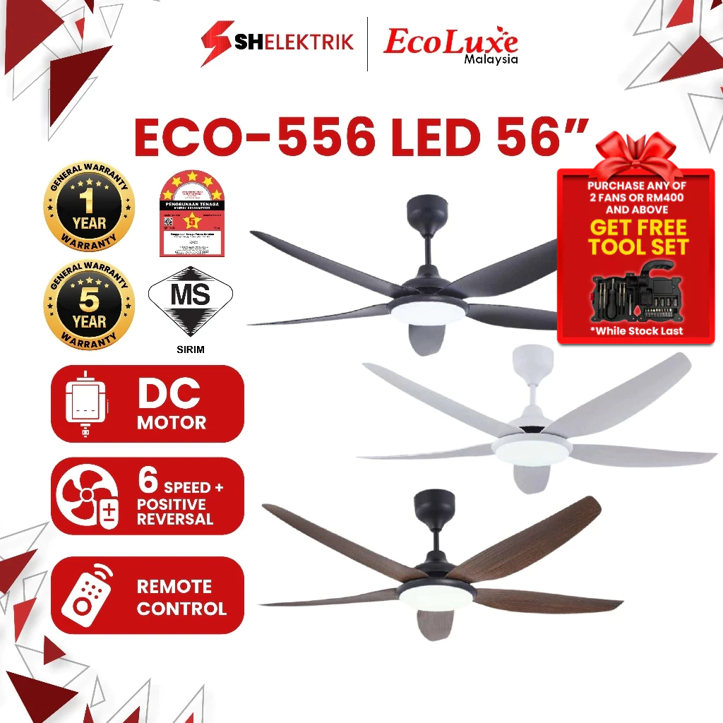 Ecoluxe Led Led Blades Ceiling Fan With W Led Light Dc