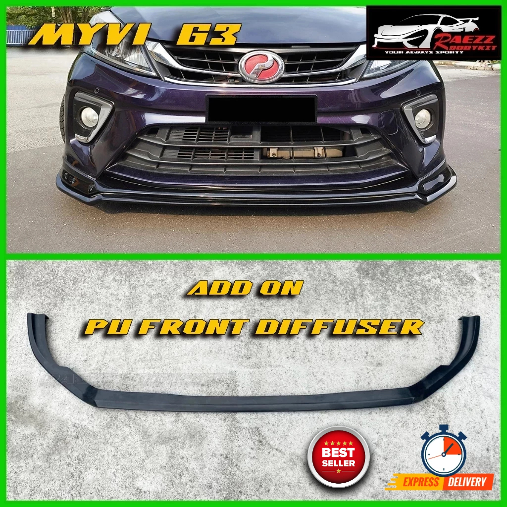 Ready Stock Perodua Myvi G3 2018 2021 ADD ON PU Front Diffuser