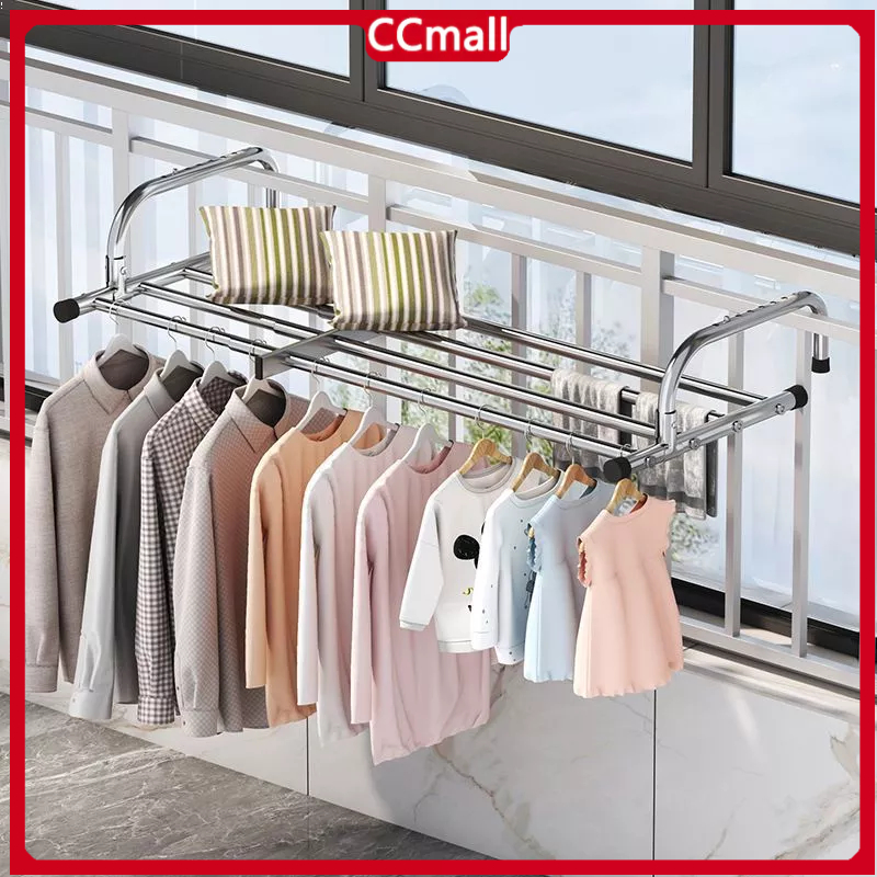 DRYING RACK STAINLESS STEEL Extendable Towel Hanger Ampaian Balcony