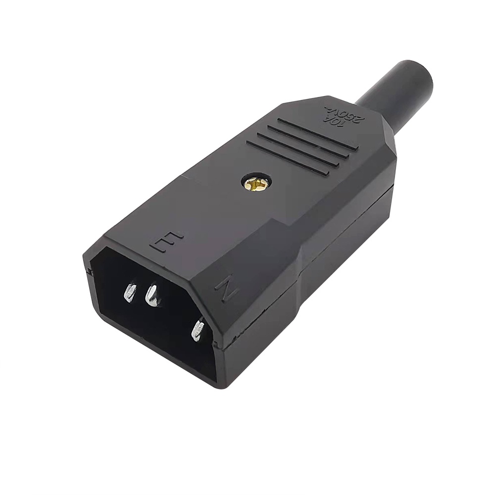 10A 250V Black IEC C13 C14 Female Male Plug Rewirable Power Connector 3