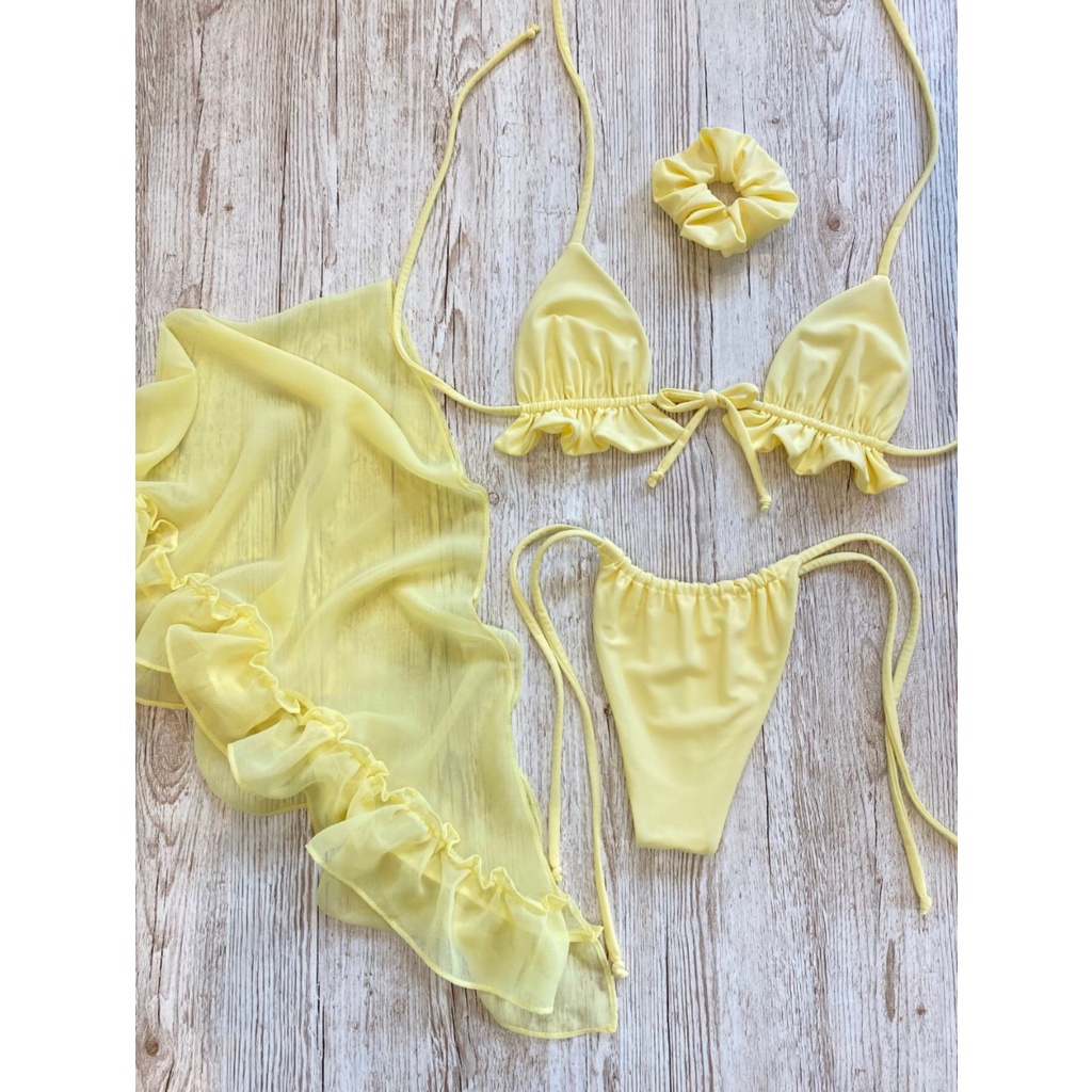 DUNEA Women S Sexy Pleated Bikini Mesh Skirt Suit Shopee Malaysia