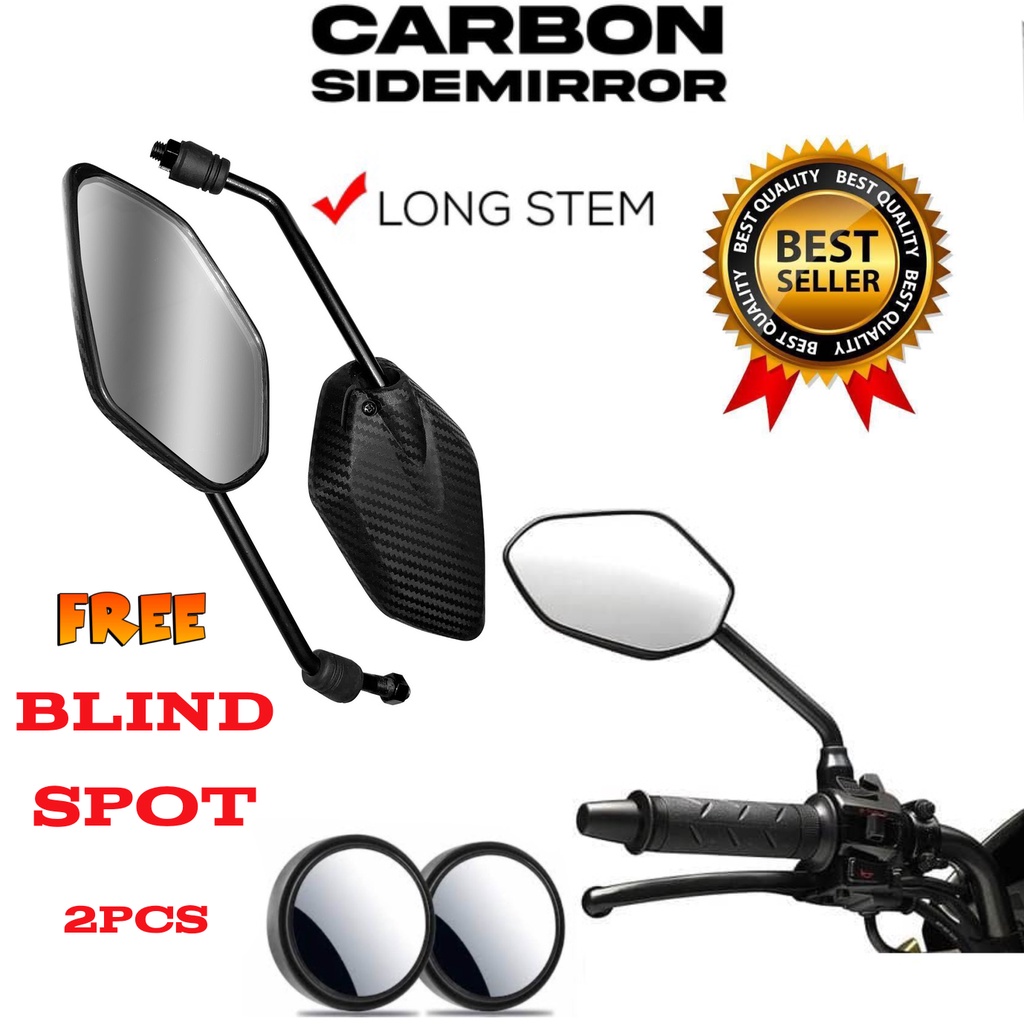 Kawasaki Barako Carbon Long Stem Side Mirror New Carbon Black Shopee