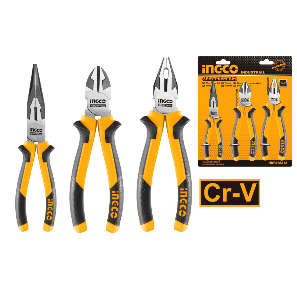 Ingco Crv Pliers Set Long Nose Combination Plier Cutting Plier Ps Set