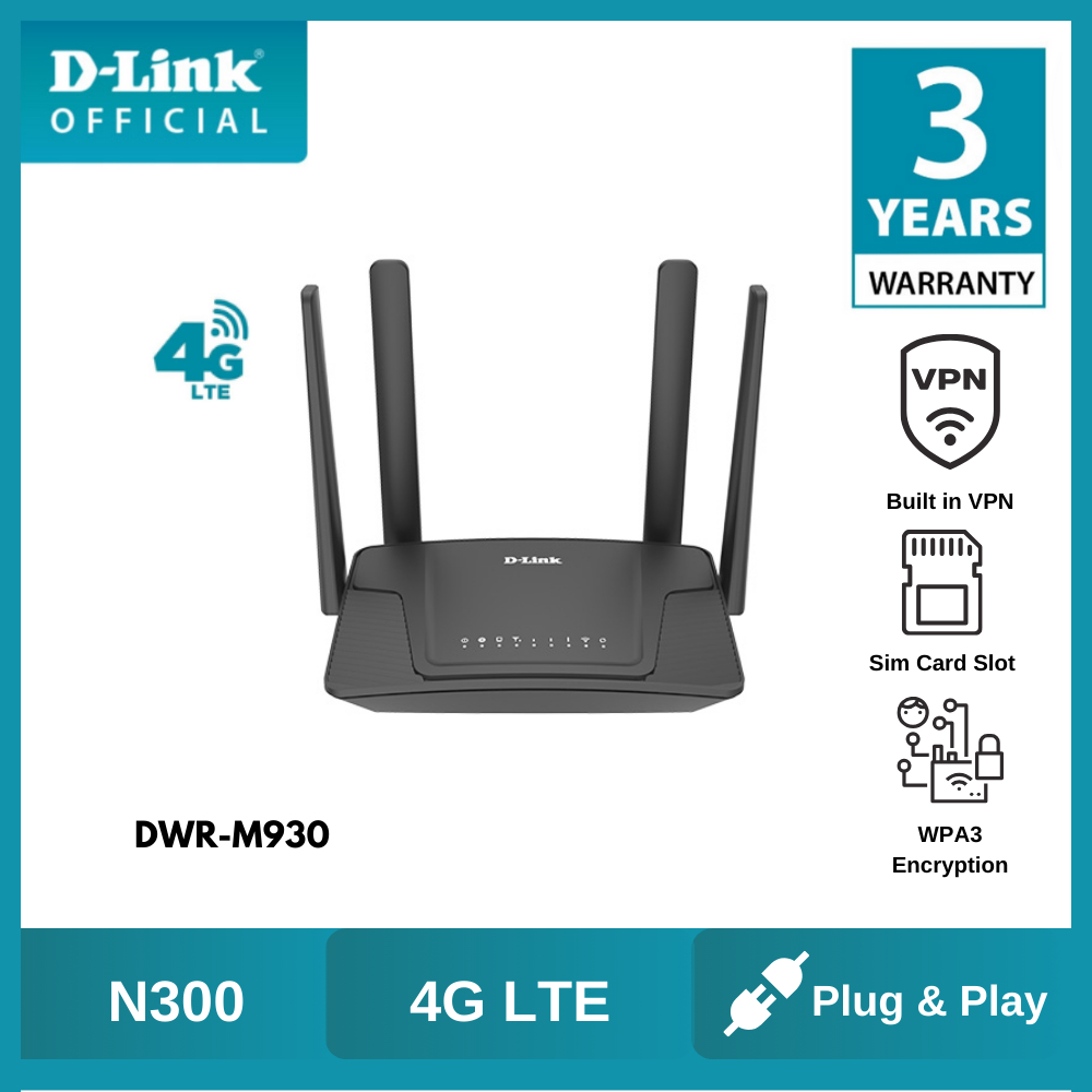 D Link DWR M930 N300 4G LTE Router In Built VPN Client For Secure