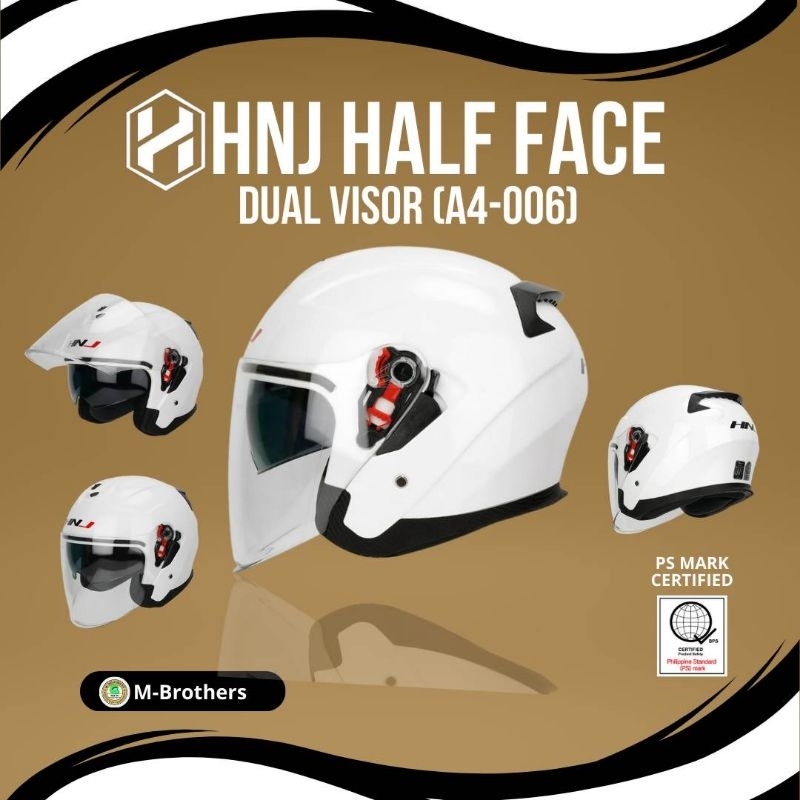 Hnj Half Face Helmet Single Dual Visor For Men Women A