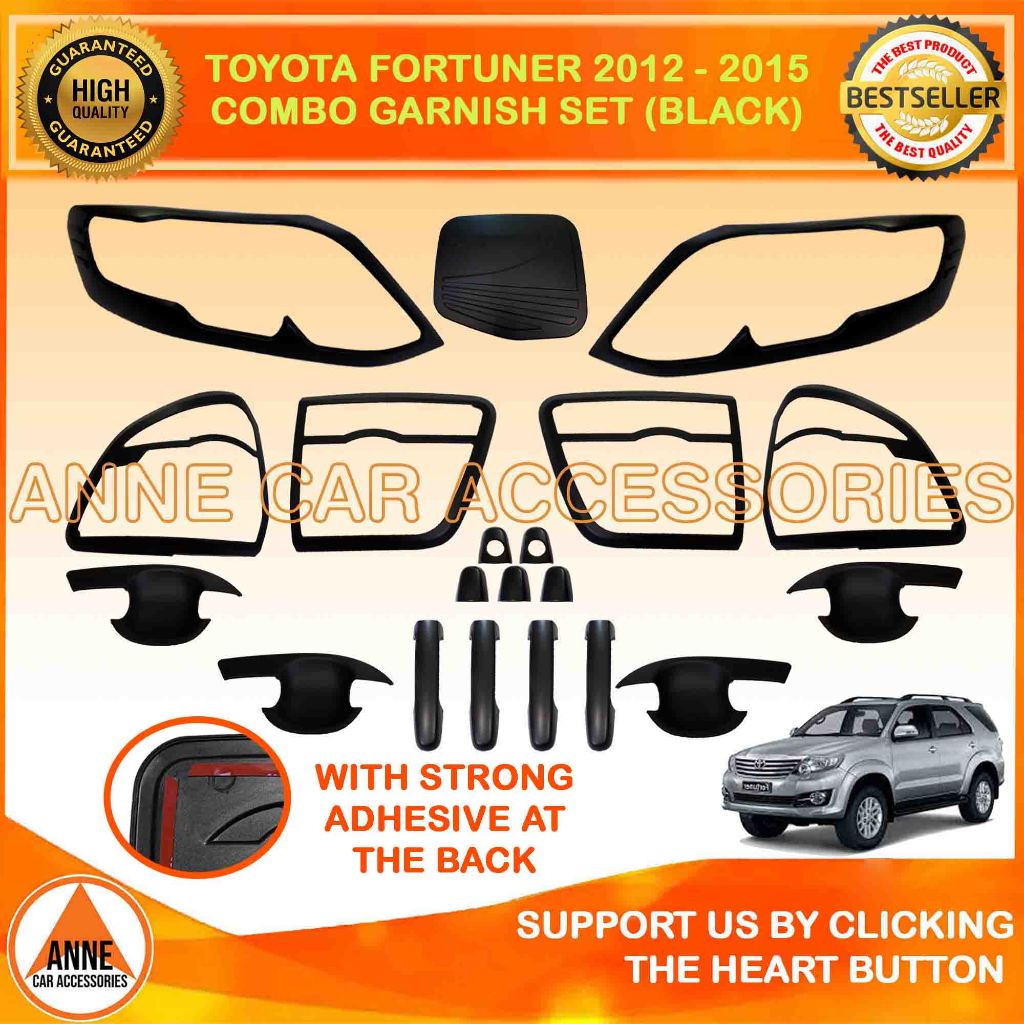 Toyota Fortuner Garnish Cover Set Black Chrome Toyota