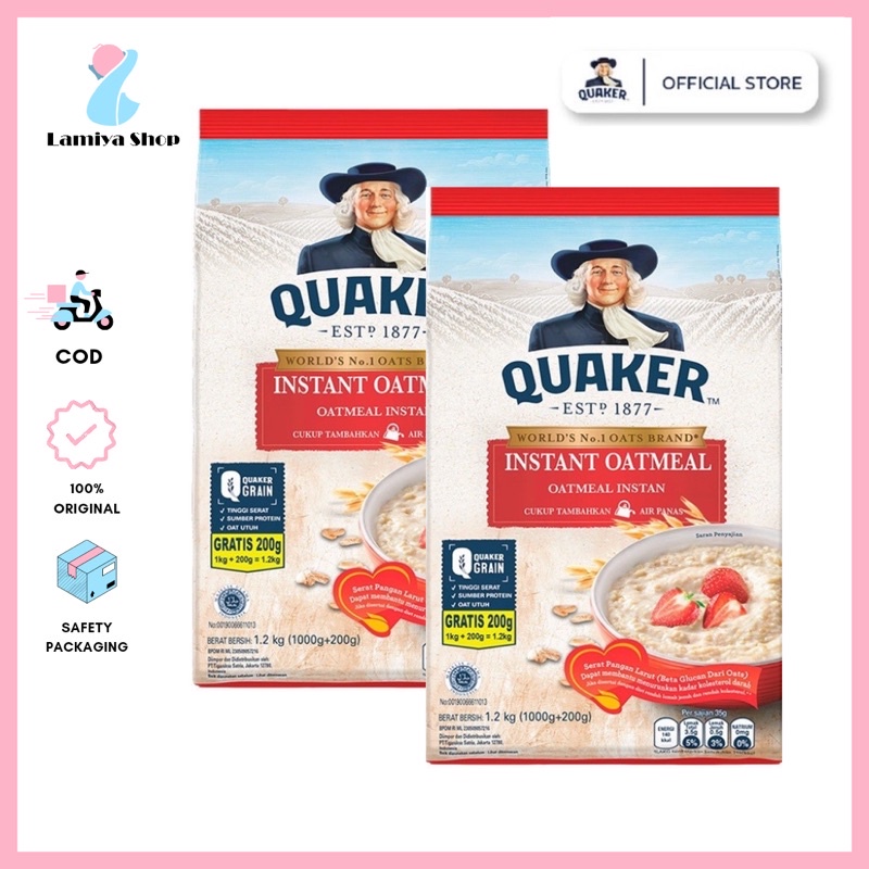 MERAH Quaker Instant Oatmeal 1200gr Red 1 2 Kg Exp 2024 Shopee Malaysia