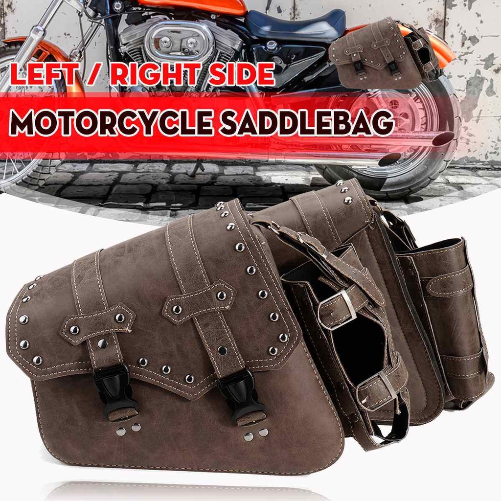 Univerisal Motorcycle Saddle Bag PU Leather Side Tool Bag Waterproof