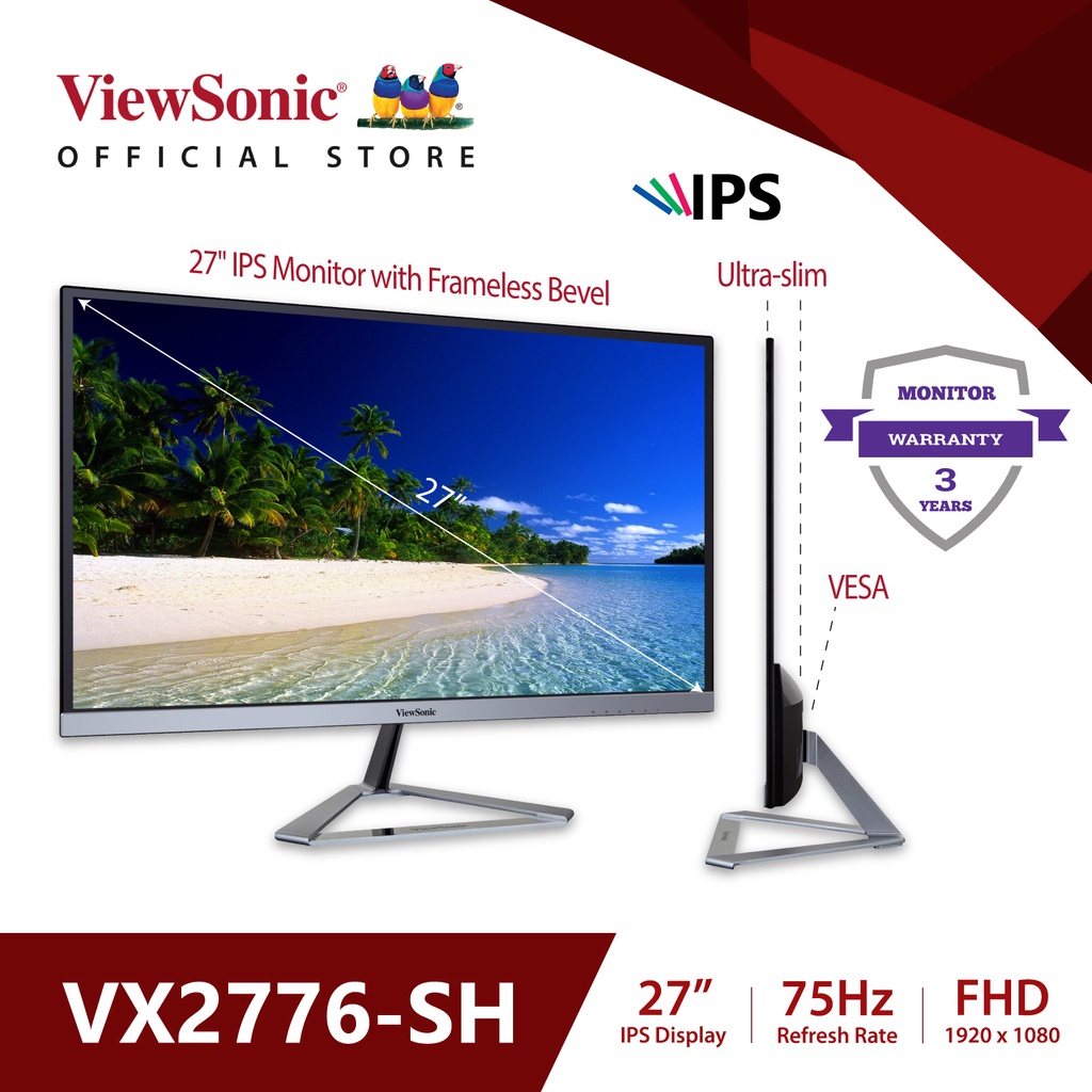 Viewsonic 27 VX2776 SH VX2776 SMHD LED Flat Full HD Frameless IPS