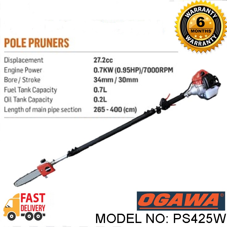 OGAWA PS425T Gasoline Pole Pruner Pole Saw 10 Oregon Saw Chain