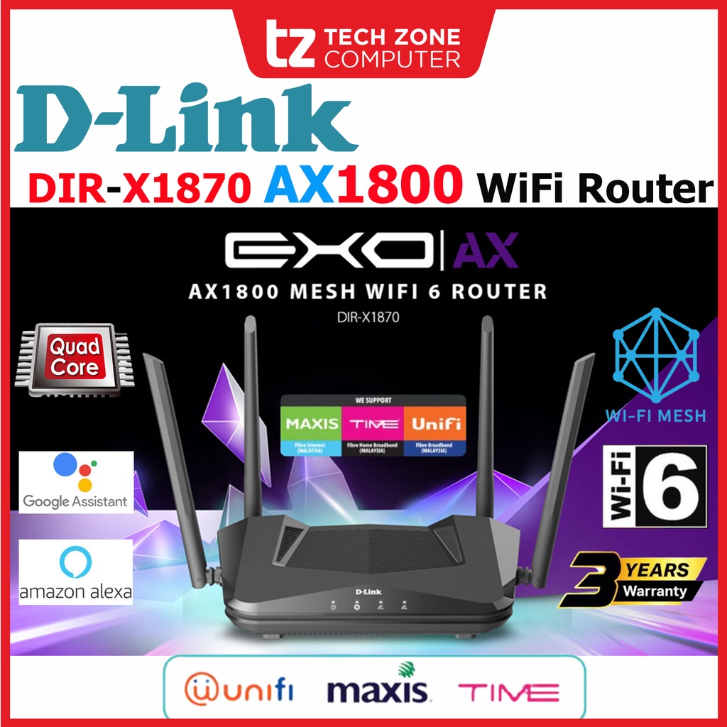 D Link AX1800 DIR X1870 EXO AX Smart Wifi 6 Wireless Wifi Gigabit MU