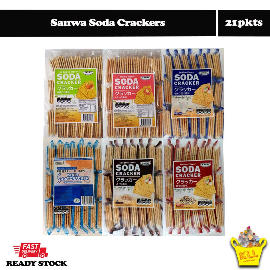 Sanwa Soda Crackers Saltine Original Sesame Grain Seaweed Tomato