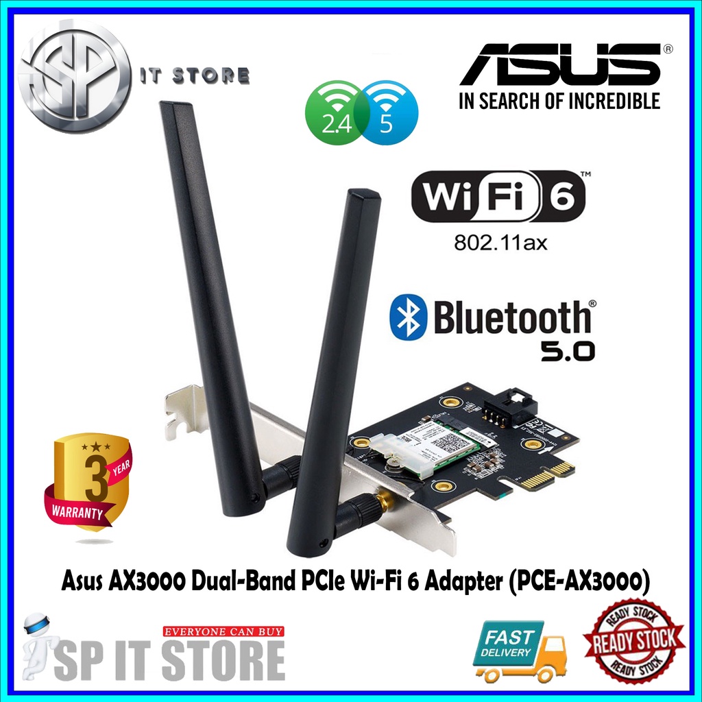 Asus PCE AX3000 Dual Band PCI E WiFi 6 802 11ax Adapter With