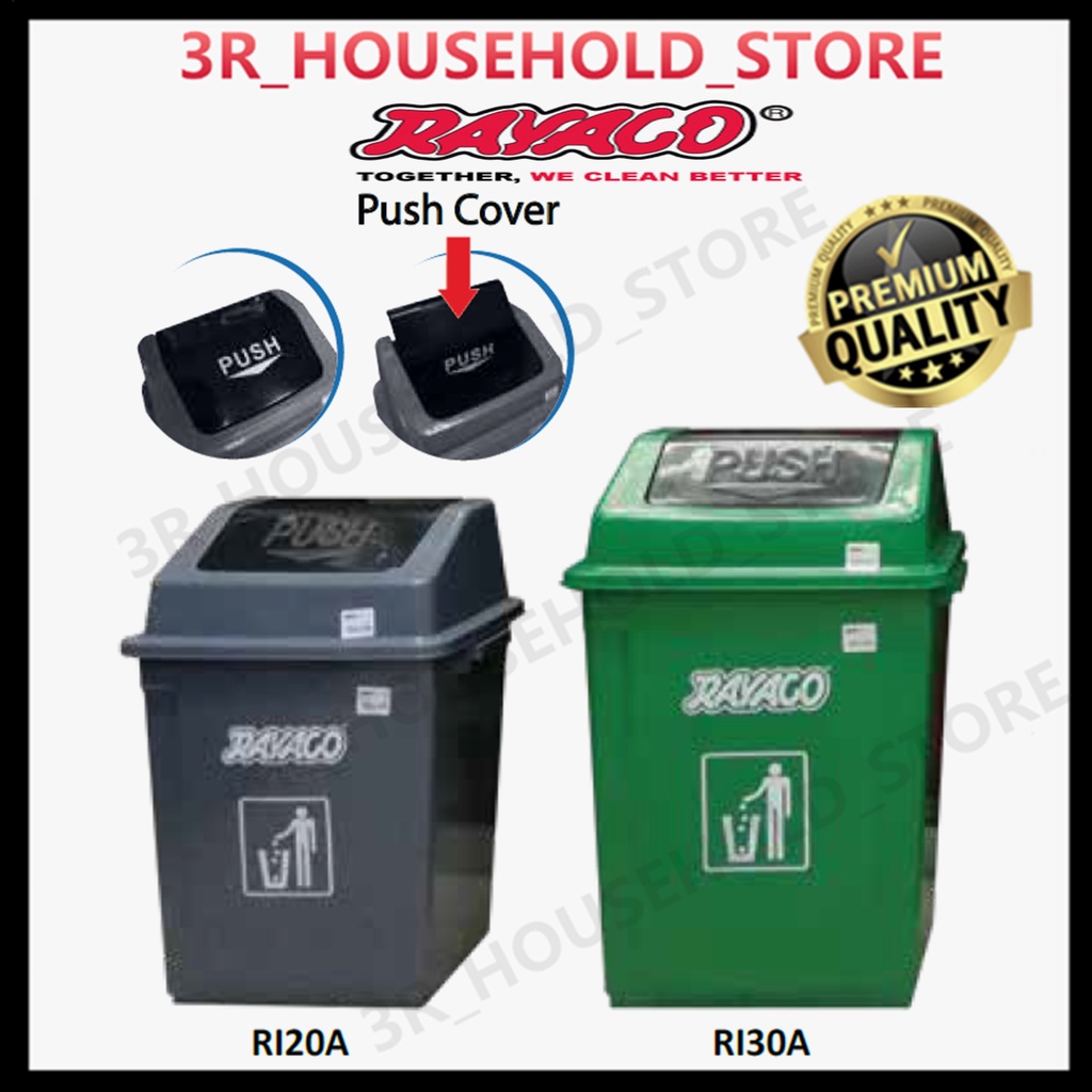 RAYACO TRASH BIN Plastic Garbage Rubbish Can Recycling Dust Tong Sampah