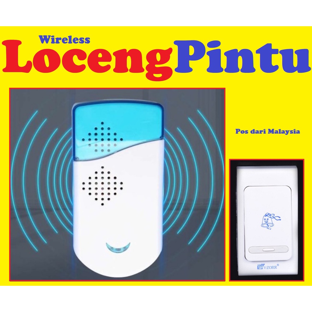 Loceng Alarm Pintu Pagar Rumah Wireless Cordless Door Bell Tanpa Wayar