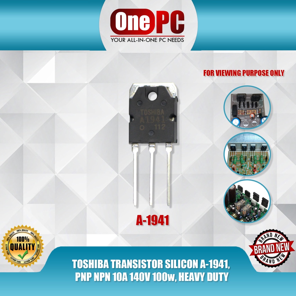 TOSHIBA TRANSISTOR SILICON A 1941 PNP NPN 10A 140V 100w HEAVY DUTY