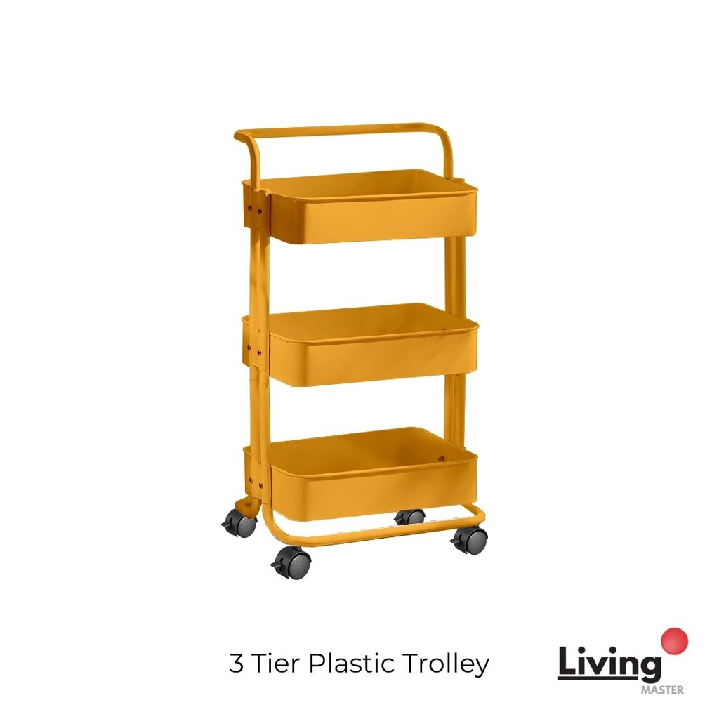 Ready Stock Multi Purpose Tier Plastic Trolley Utility Cart Rolling