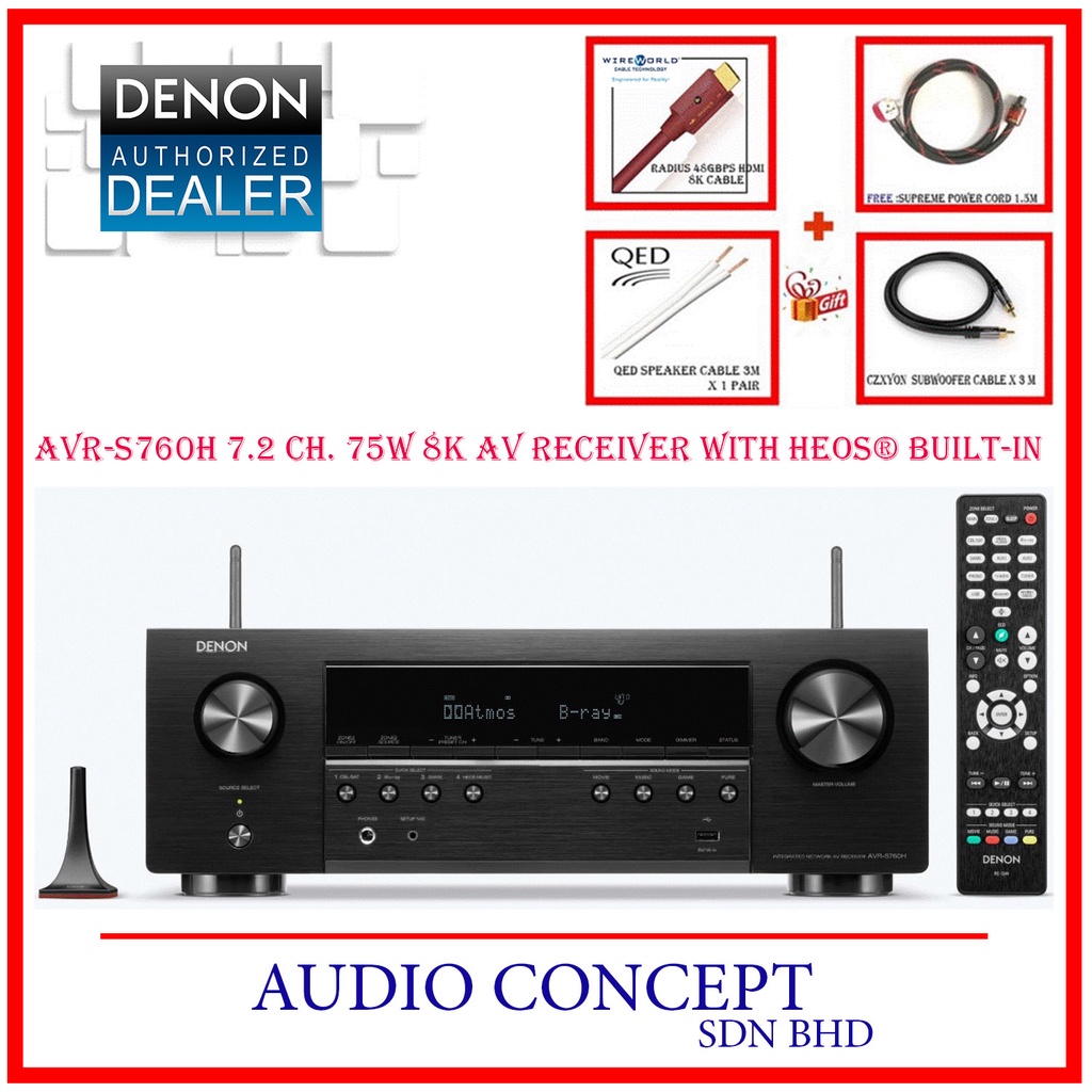 Denon AVR S760H 7 2 Ch 75W 8K AV Receiver With HEOS Built In Free