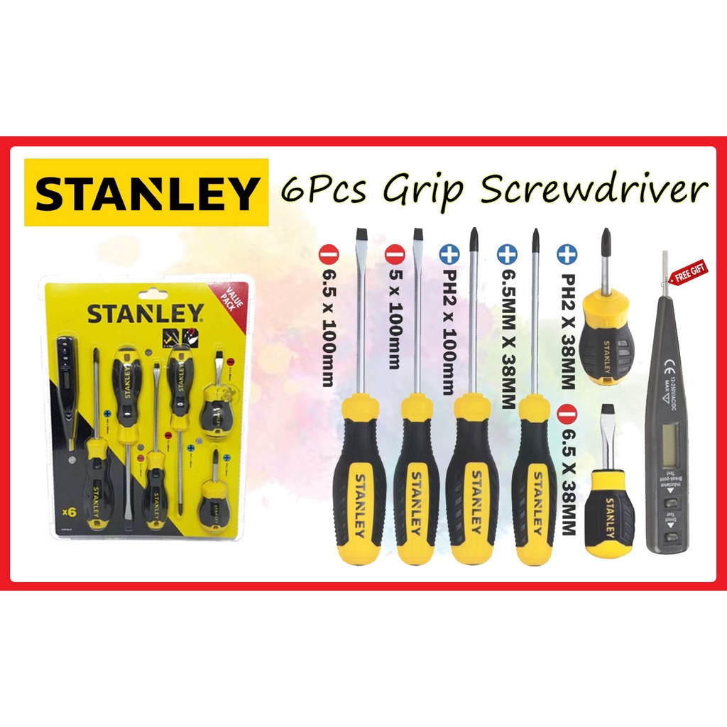 Stanley Cushion Grip Screwdriver 6pcs Value Set Digital Pen Hand Tools