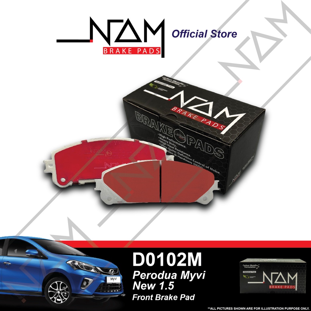 NAM Front Brake Pad Perodua Myvi New 1 5 D0102M 1set Shopee