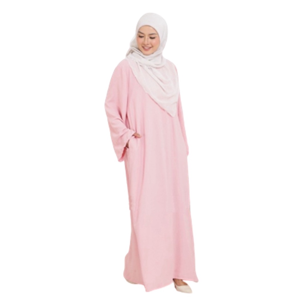 Kaftan Dress Moden Lengan Panjang Plain Caftan Cey Plain And Comocrepe