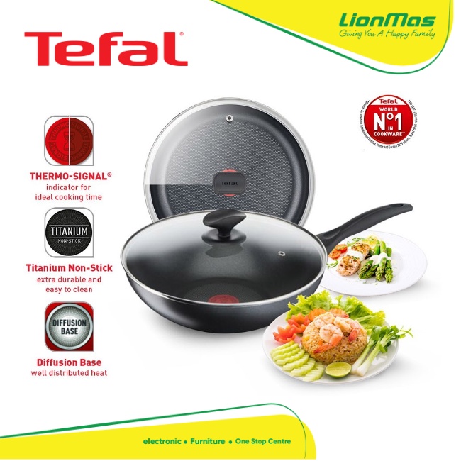 Tefal Cook Clean Wokpan 28cm W Lid B22572 Non Stick Cookware Pot