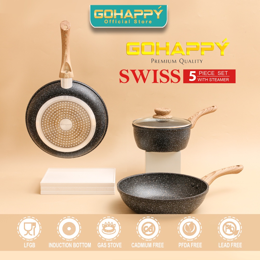 Mayba Panci Set Swiss Granite Marble Maifan Stone Saucepan Wok And