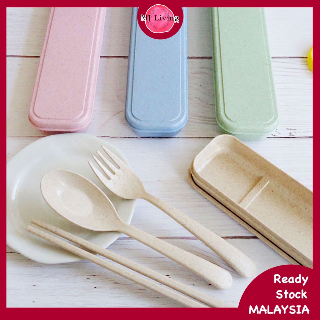 Pcs Portable Eco Friendly Wheat Straw Cutlery Set With Box Tableware