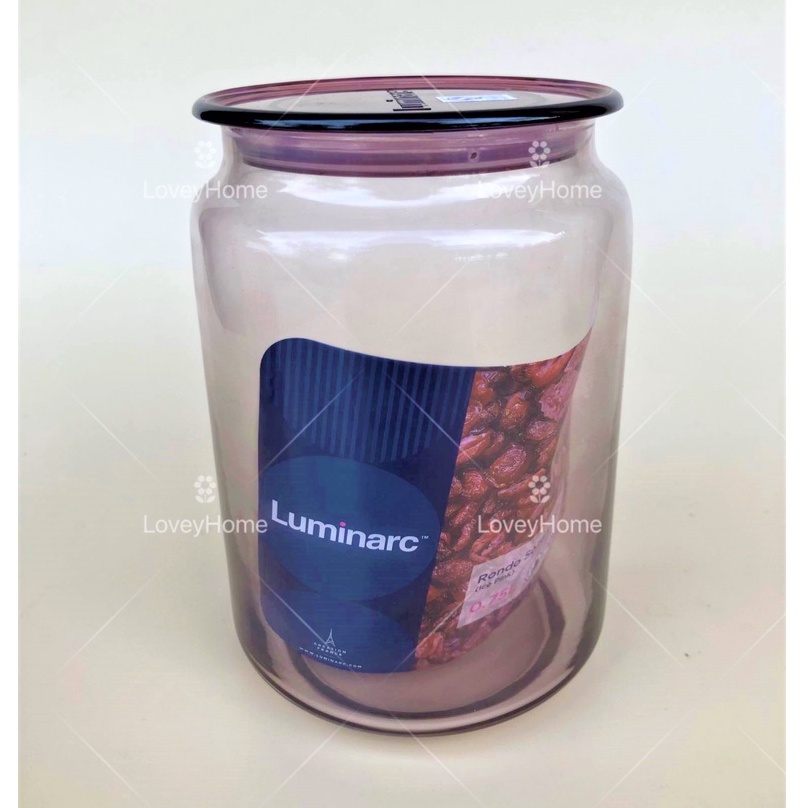 Luminarc Pink Rondo Jar Airtight Glass Pot Food Canister Container