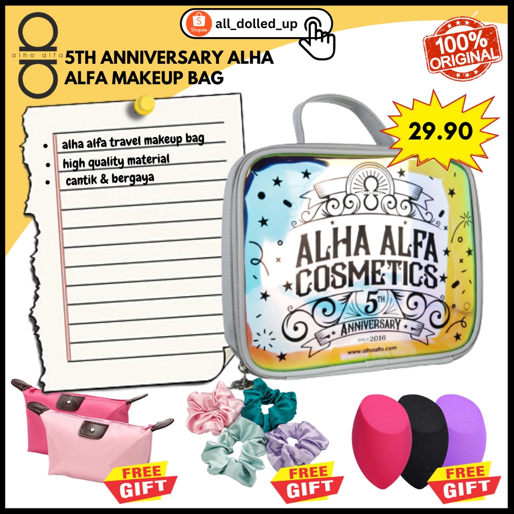 ALHA ALFA Limited Edition 5th Anniversary Cosmetics Makeup Bag Travel