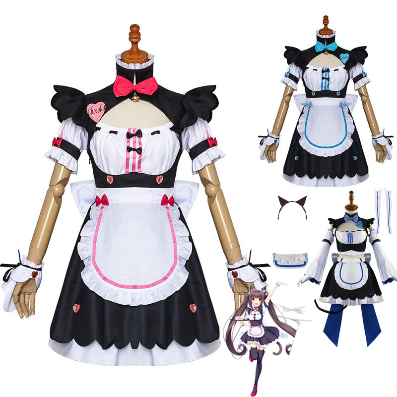 NEKOPARA Cosplay Chocola Vanilla Maid Dress Costume Anime Cat Neko Girl