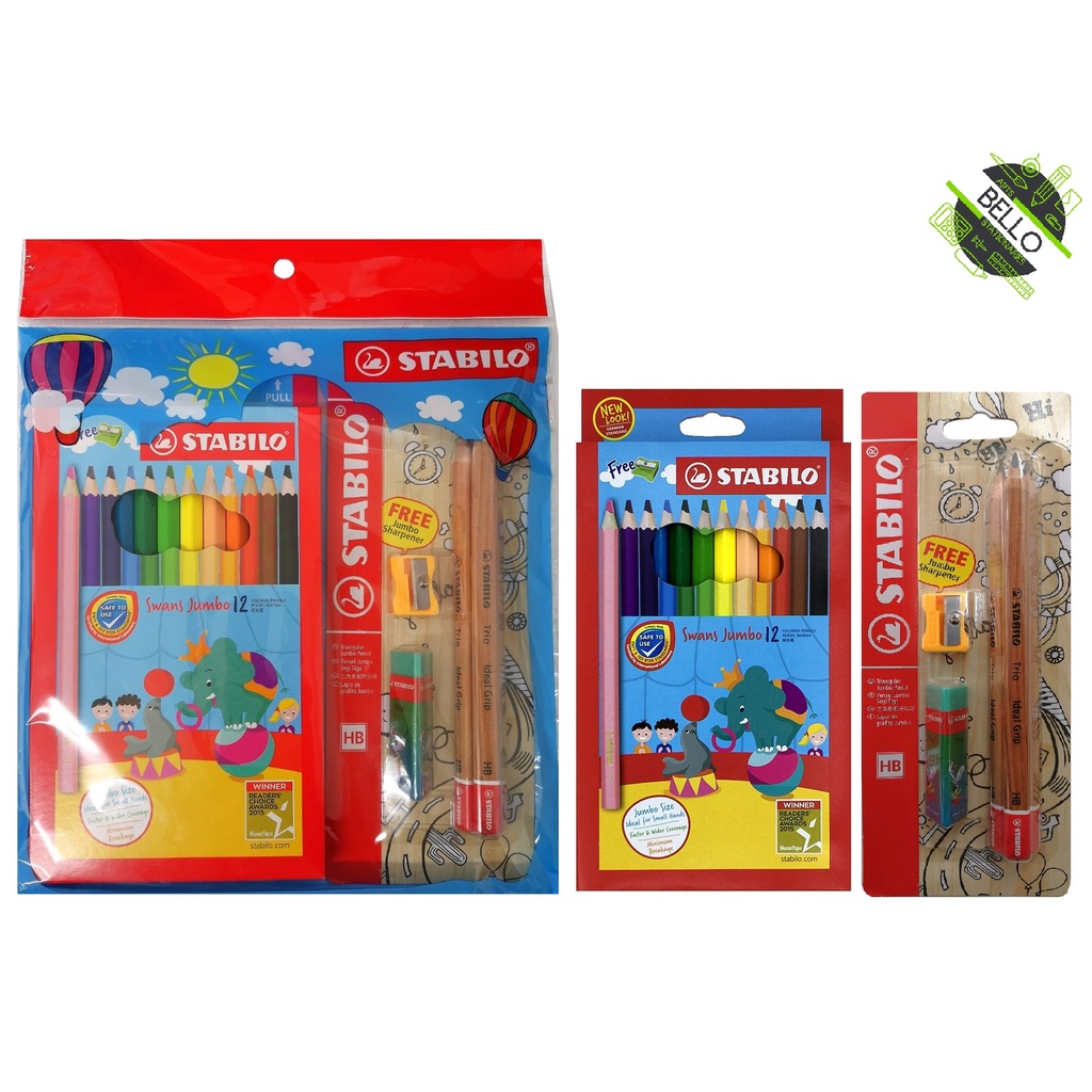 Stabilo Swans Jumbo Colored Pencil Box Col Trio Jumbo B Pencil Set