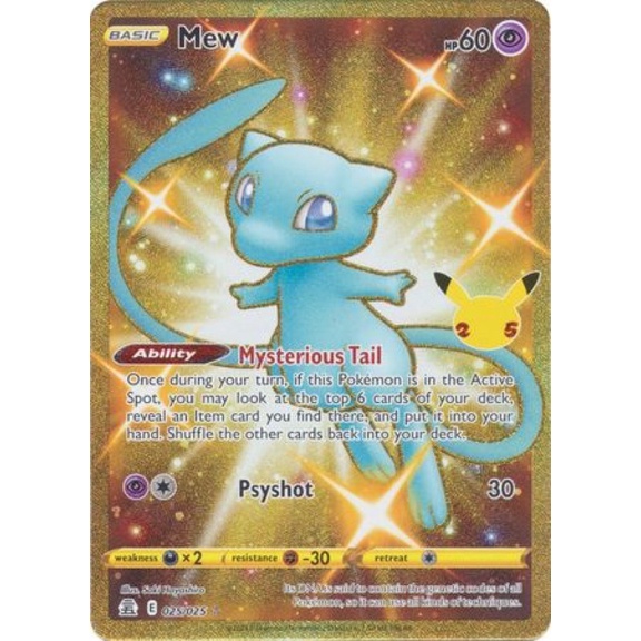 Pokemon Card TCG 25th Celebrations Mew 025 025 Gold Secret Rare GOOD