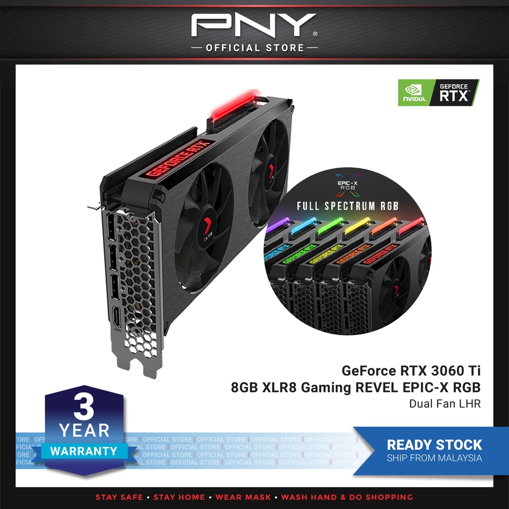 PNY GeForce RTX 3060 Ti 8GB XLR8 Gaming REVEL EPIC X RGB Dual Fan LHR