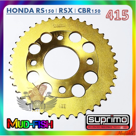 GEGANCU SUPRIMO HONDA RS150 RSX REAR HARDEN STEEL GOLD SPROCKET 415