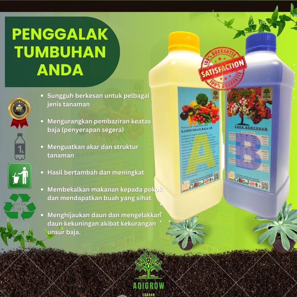 Baja Hidroponik Fertigasi Baja Ab Liter A L B L Shopee Malaysia