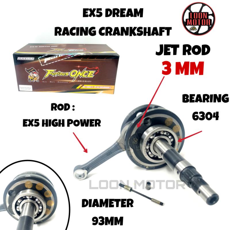 EX5 DREAM RACING CRANKSHAFT 5G COPPER BALANCER JET ROD 3MM FURIOUS