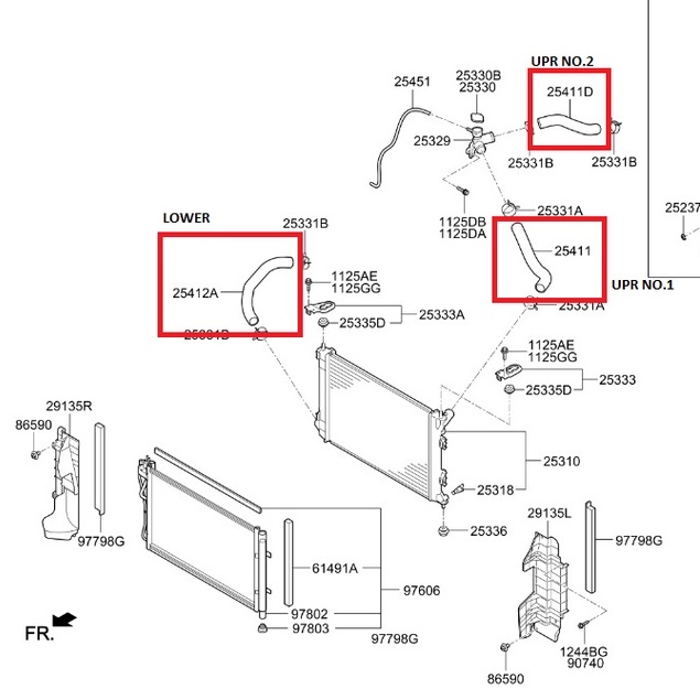 RADIATOR HOSE UPPER LOWER GENUINE PART ORIGINAL UPR 25411 3X100