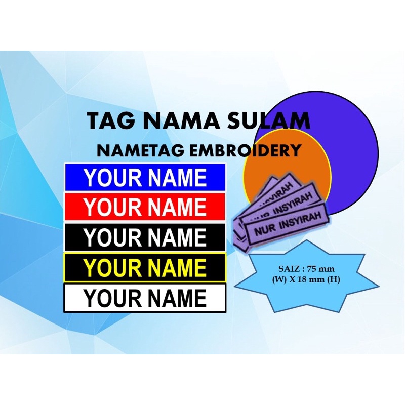 Name Tag Sulam Tag Nama Pelajar Jahit Shopee Malaysia