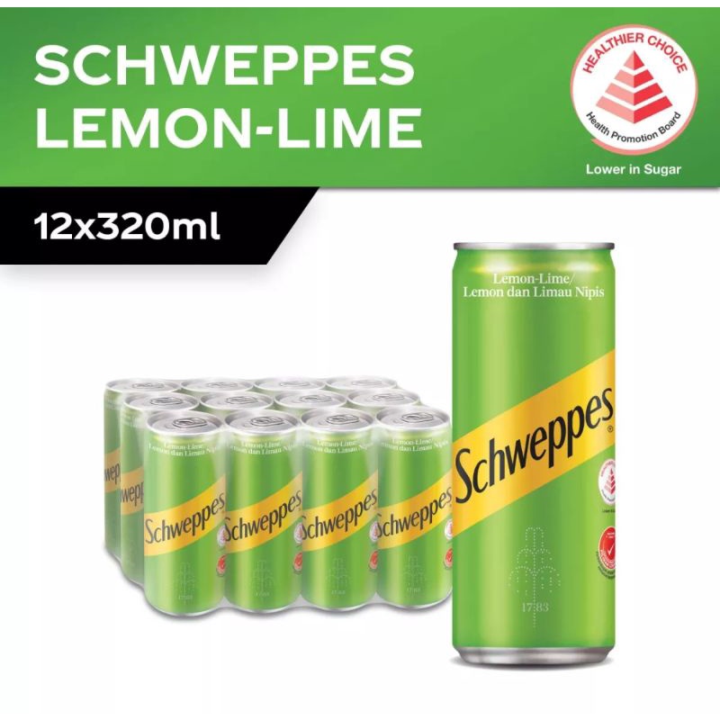 Schweppes Drink Can 320ml X12 Lemon Tonic Water Soda Water Dry