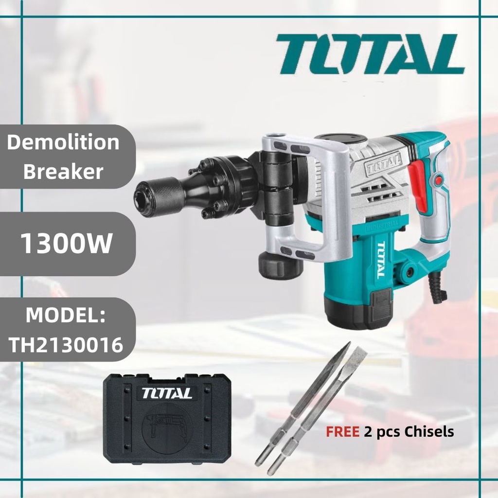 TOTAL T TH2130016 1300W DEMOLITION BREAKER FREE 2 Pcs Chisel Bits 1