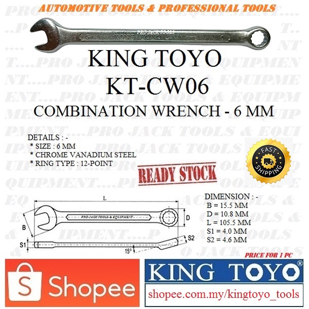 Kt Cw Original King Toyo Combination Wrench Mm Shopee Malaysia