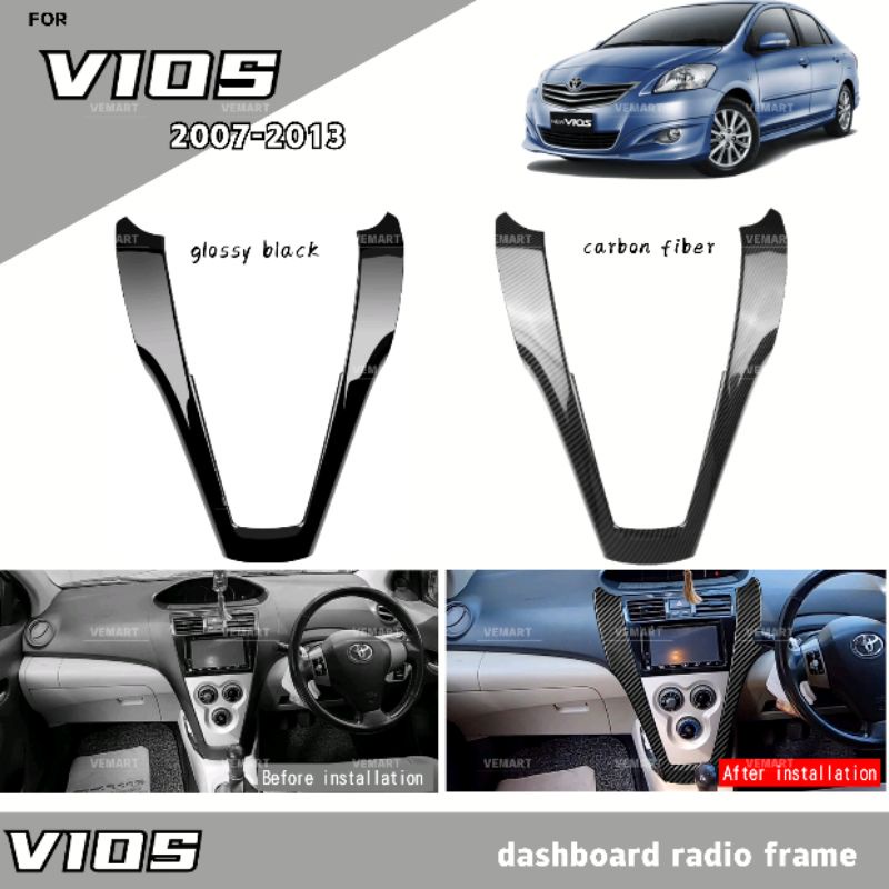 Vemart Toyota Vios Ncp Dugong Carbon Fiber Dashboard Radio Frame