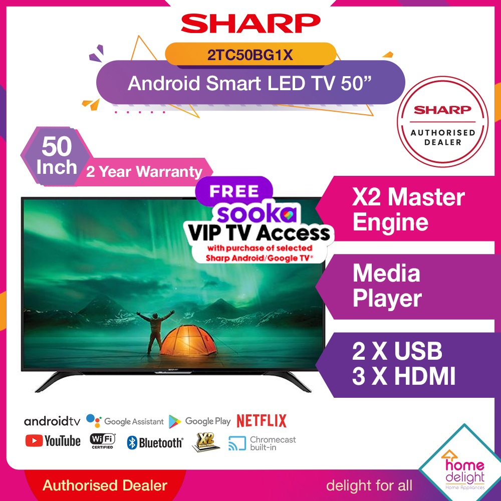 FREE SOOKA Sharp Full HD Android LED TV 50 With Digital Tuner