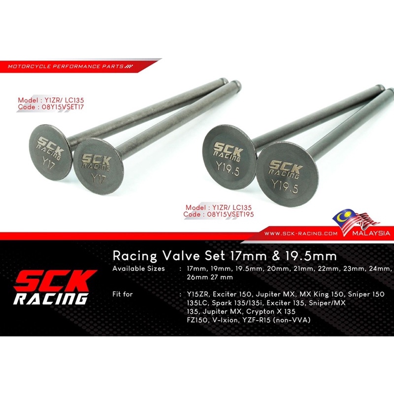 Pcs Sck Racing Valve Set Yamaha Lc Y Zr Mm Mm Mm Mm